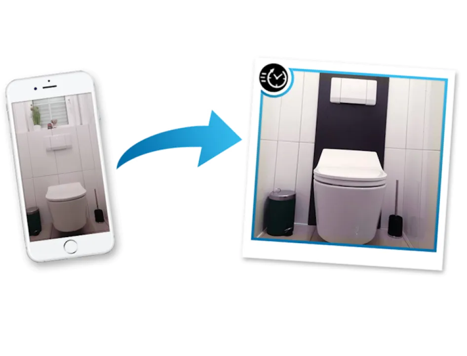 Foto-Collage | Normales WC wird in Handumdrehen zum WASHLET.