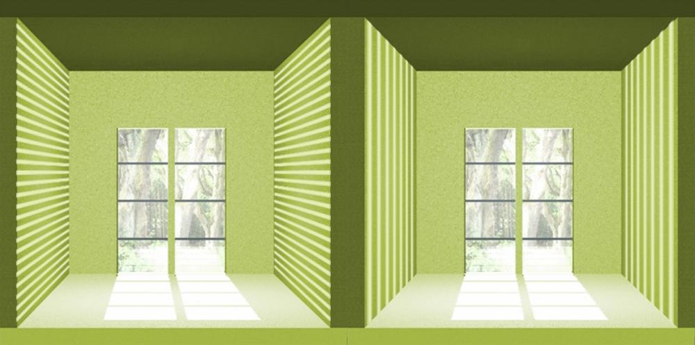 Raumgefühl in Abhängigkeit der Ausrichtung der Struktur an der Wand